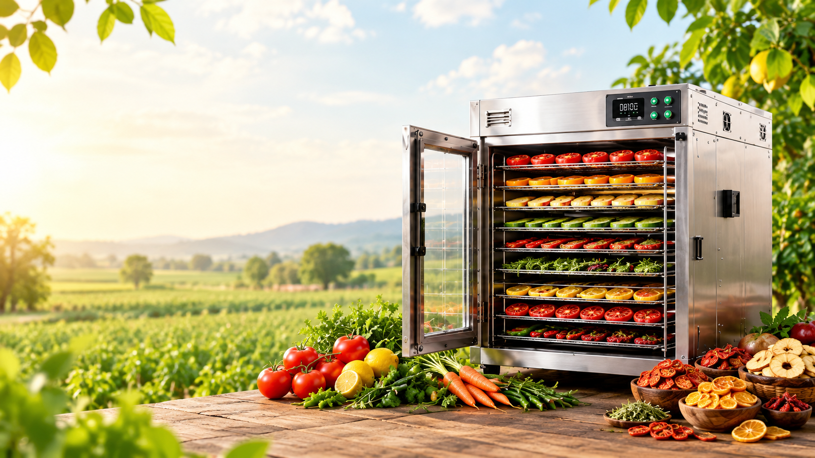 Food dehydrator machine with produce